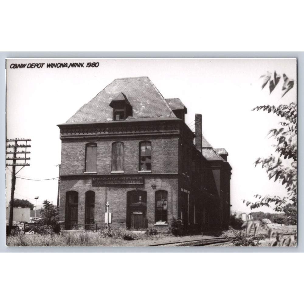 C&NW Depot Winona MN 1980 Real Photo Postcard Chicago & Northwestern Railway
